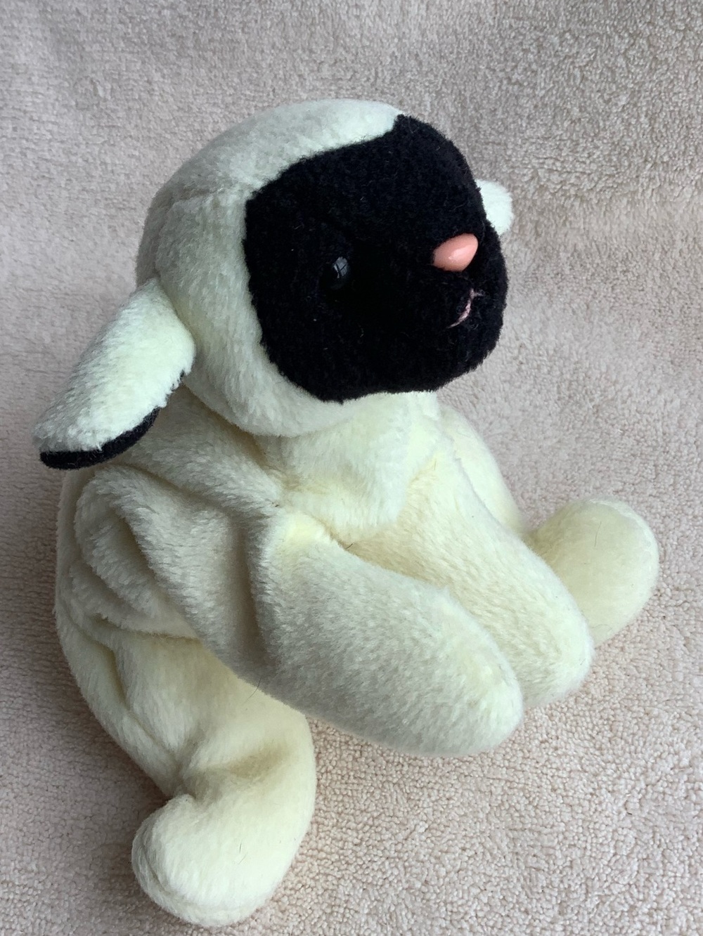 Vintage Ty Chop the Lamb Plush Cream and Black Stuffed Animal No Tags 🐑